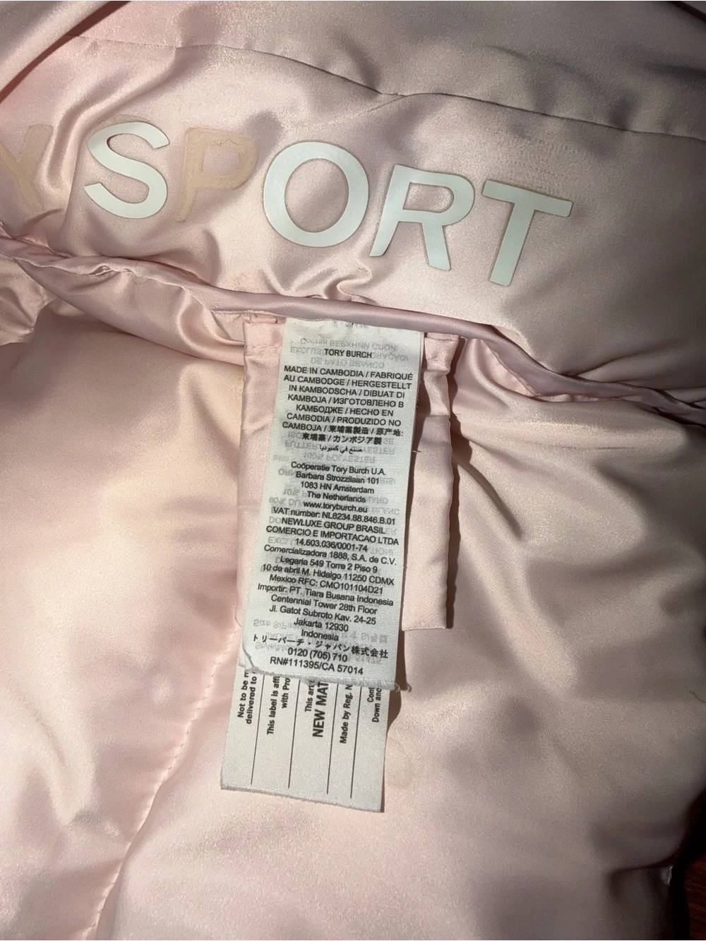 Tory Burch Pink Cropped Puffer Jacket Size S